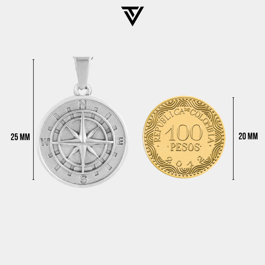 Dije Brújula plateada