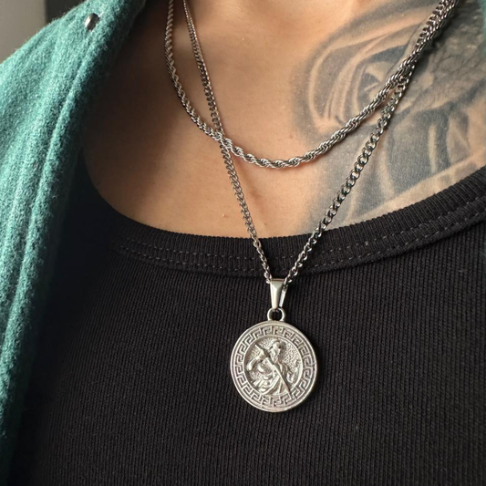 Set Zeus Doble cadena Plateado