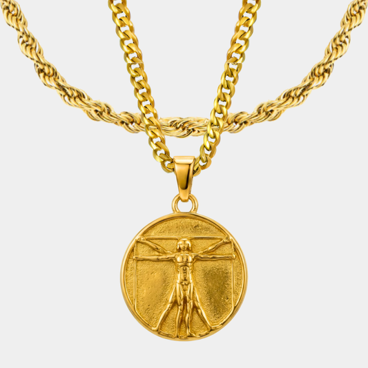 Set Vitruvio Doble cadena Baño Oro 18k