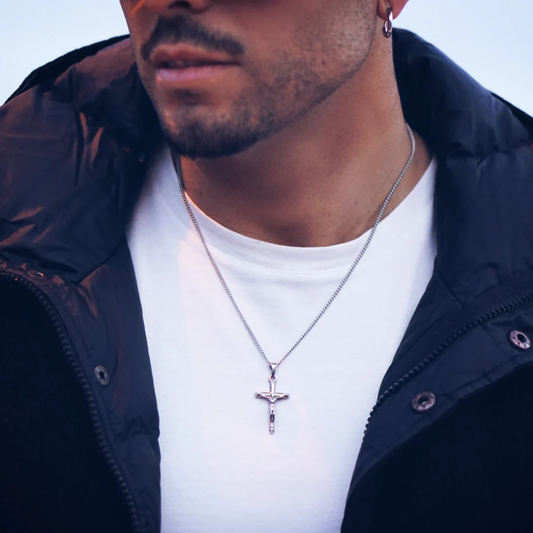 Set Crucifijo Cubana Plateado