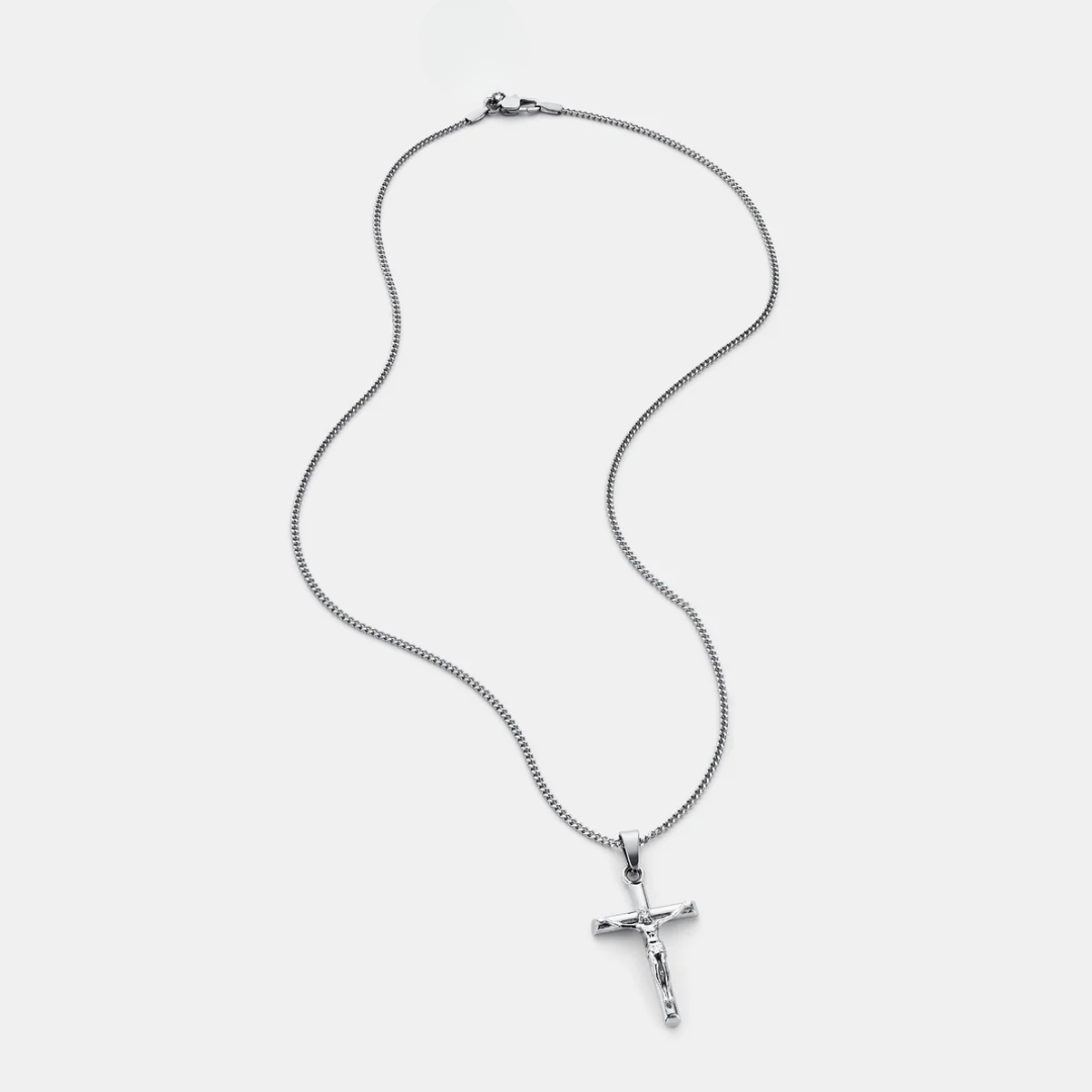 Pack Crucifijo mas Cubana Plateado