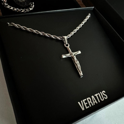 Pack Crucifijo mas Lazo Plateado