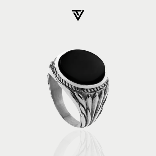 Anillo Obsidiana Plateado