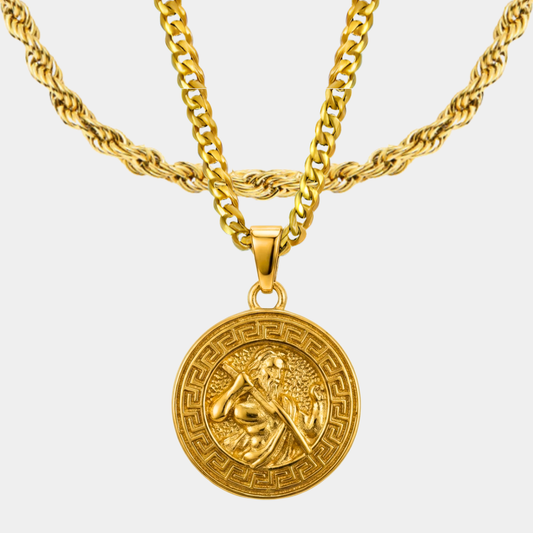 Set Zeus Doble cadena Baño Oro 18k