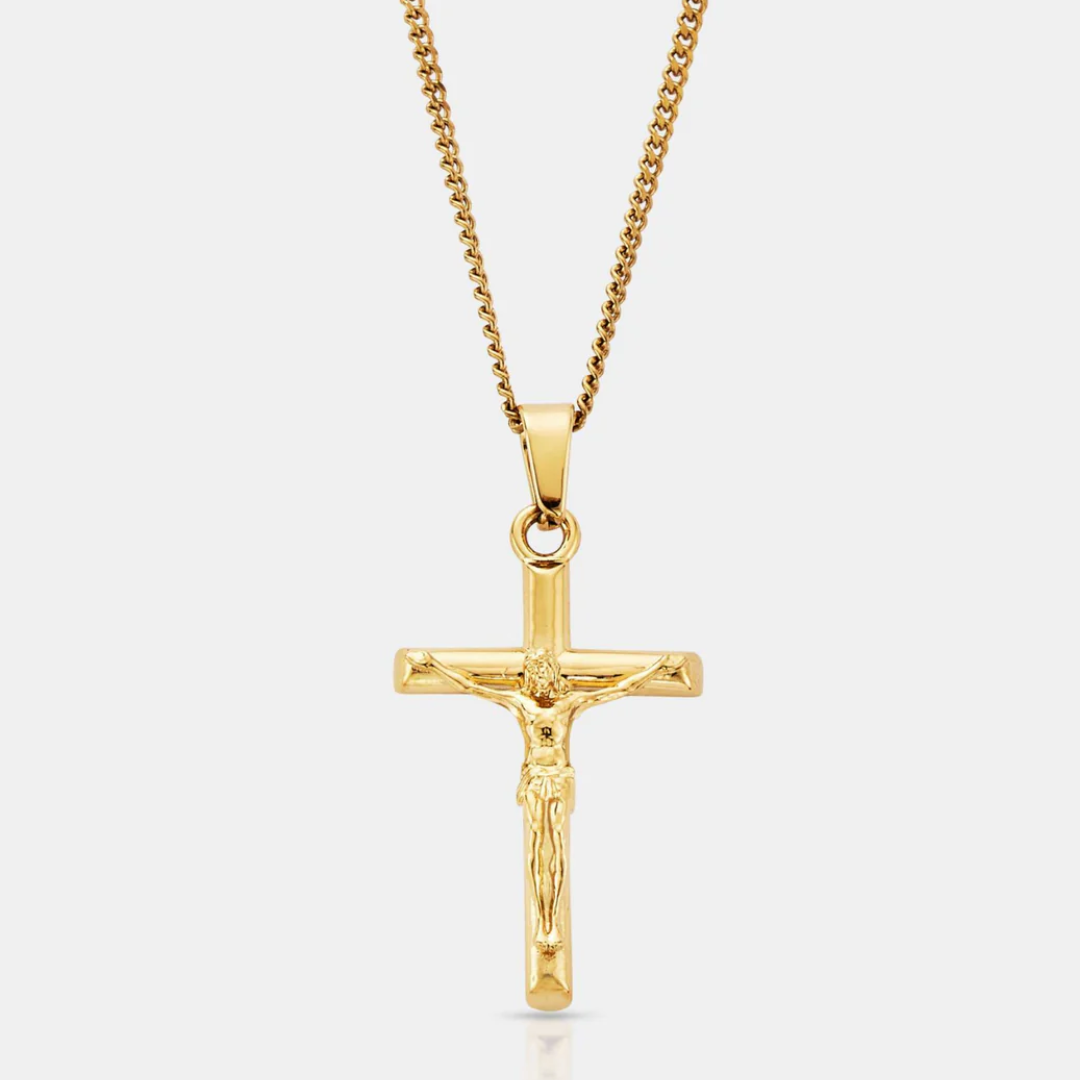Pack Crucifijo mas Cubana Baño Oro 18k