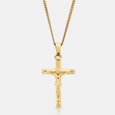 Pack Crucifijo mas Cubana Baño Oro 18k
