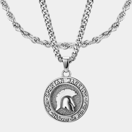 Set Spartan Doble cadena Plateado