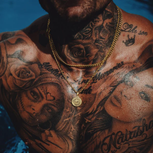 Set Brujula Lazo Baño Oro 18k