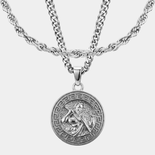 Set Zeus Doble cadena Plateado