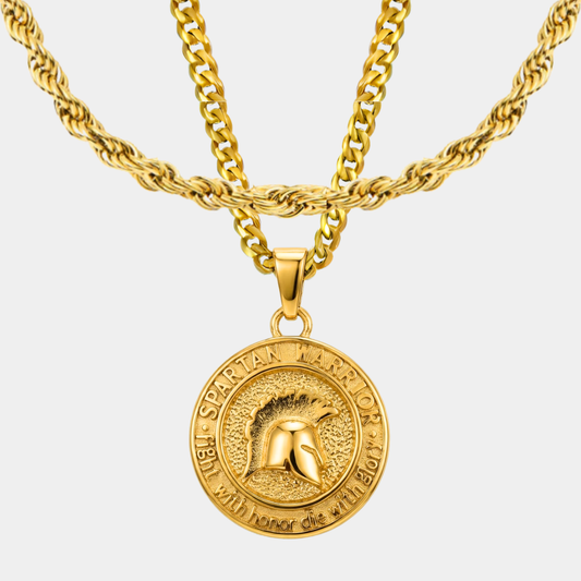 Set Spartan Doble cadena Baño Oro 18k