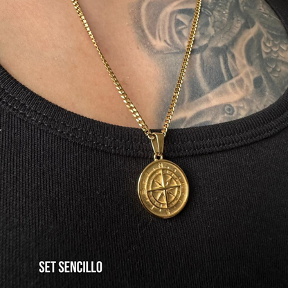 Set Brújula Baño Oro 18k