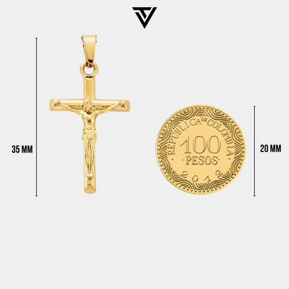 Pack Crucifijo Doble cadena Baño Oro 18k