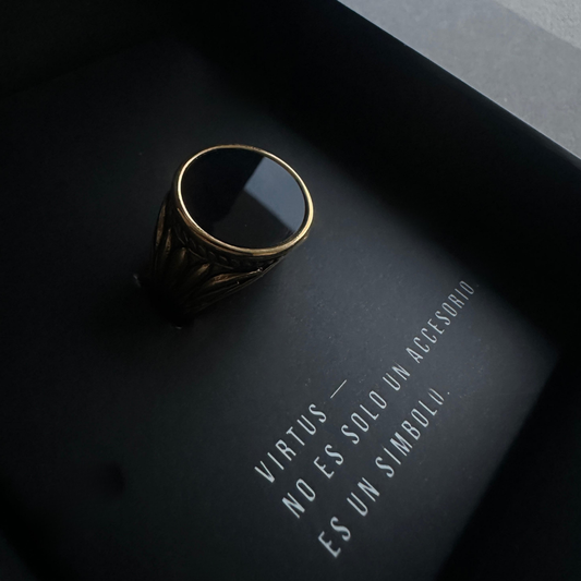 Anillo Obsidiana Dorado