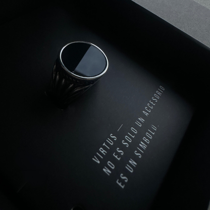 Anillo Obsidiana Plateado