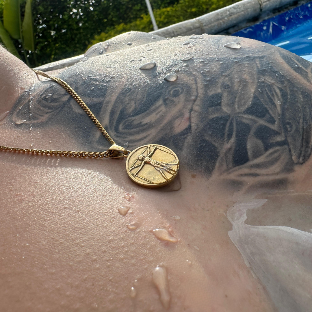 Set Vitruvio Doble cadena Baño Oro 18k