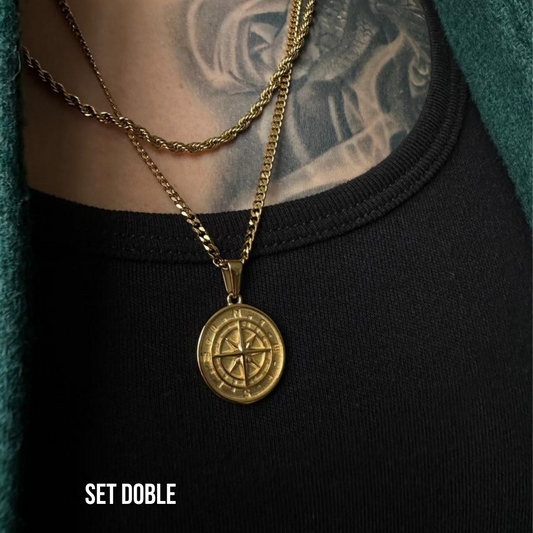Set Brújula Baño Oro 18k
