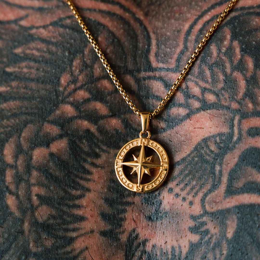 Set Estrella del norte doble cadena Baño Oro 18k