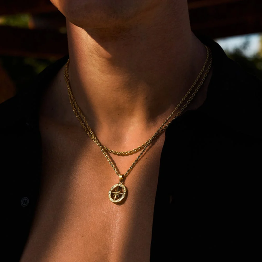 Set Estrella del norte doble cadena Baño Oro 18k