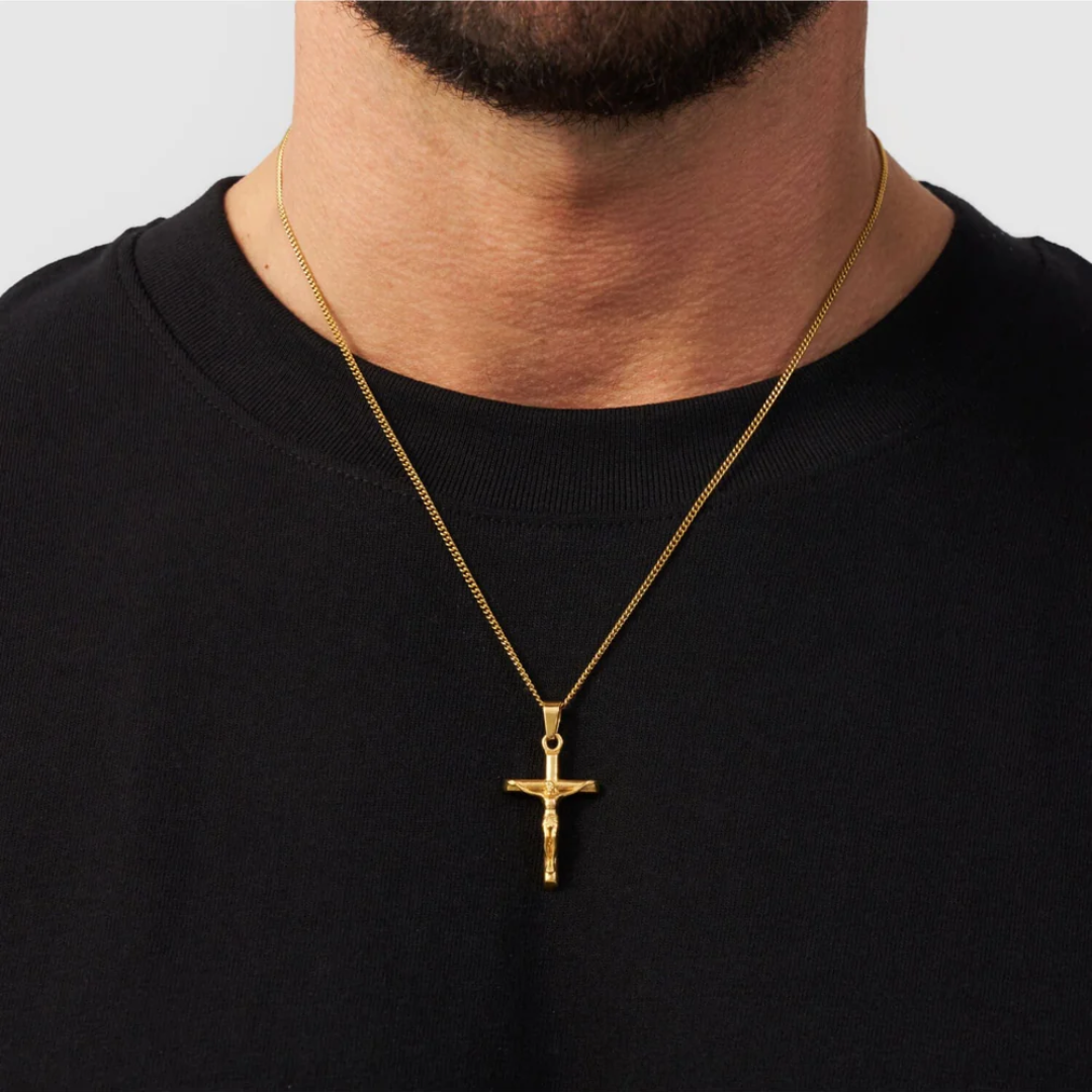 Pack Crucifijo mas Cubana Baño Oro 18k