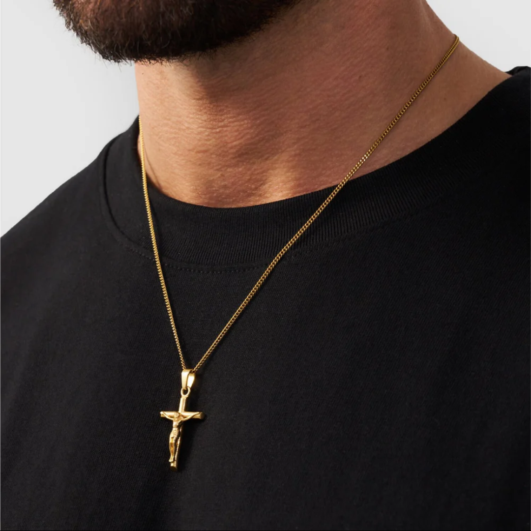 Pack Crucifijo mas Cubana Baño Oro 18k