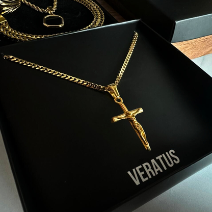 Pack Crucifijo mas Cubana Baño Oro 18k