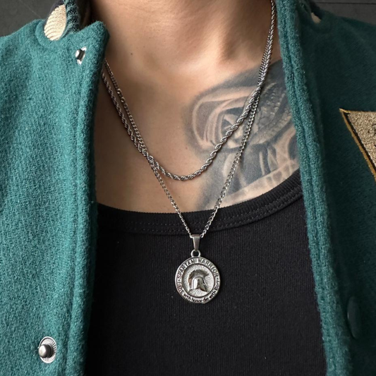 Set Spartan Doble cadena Plateado