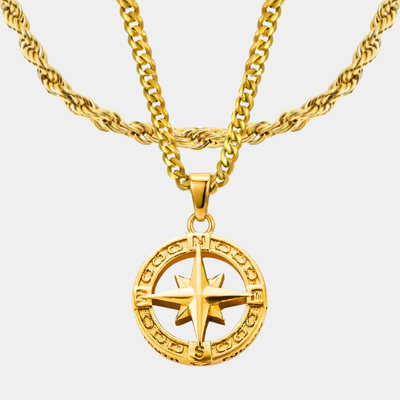 Pack Estrella del norte doble cadena Baño Oro 18k