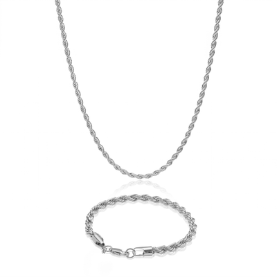 Pack Cadena lazo silver 3mm + Pulsera lazo silver 4mm