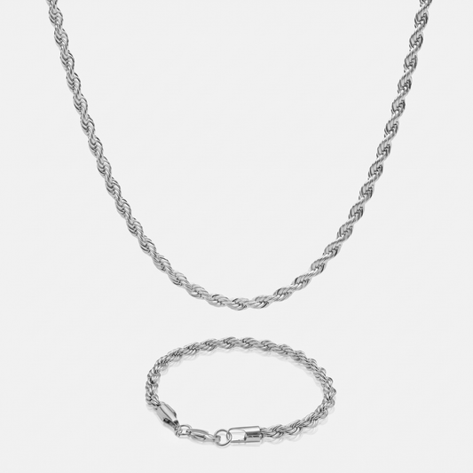 Pack Cadena lazo silver 5mm + Pulsera lazo silver 4mm