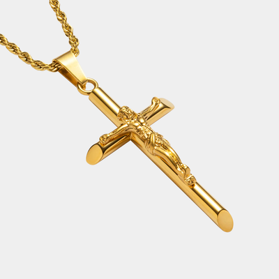 Pack Crucifijo mas Lazo Baño Oro 18k