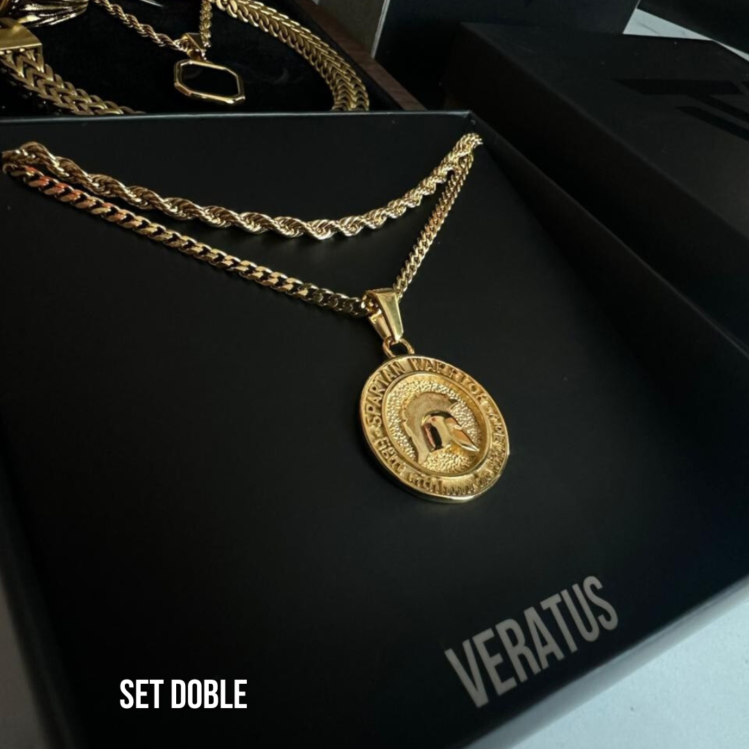 Pack Spartan Doble cadena Baño Oro 18k