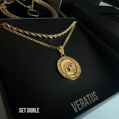 Pack Spartan Doble cadena Baño Oro 18k