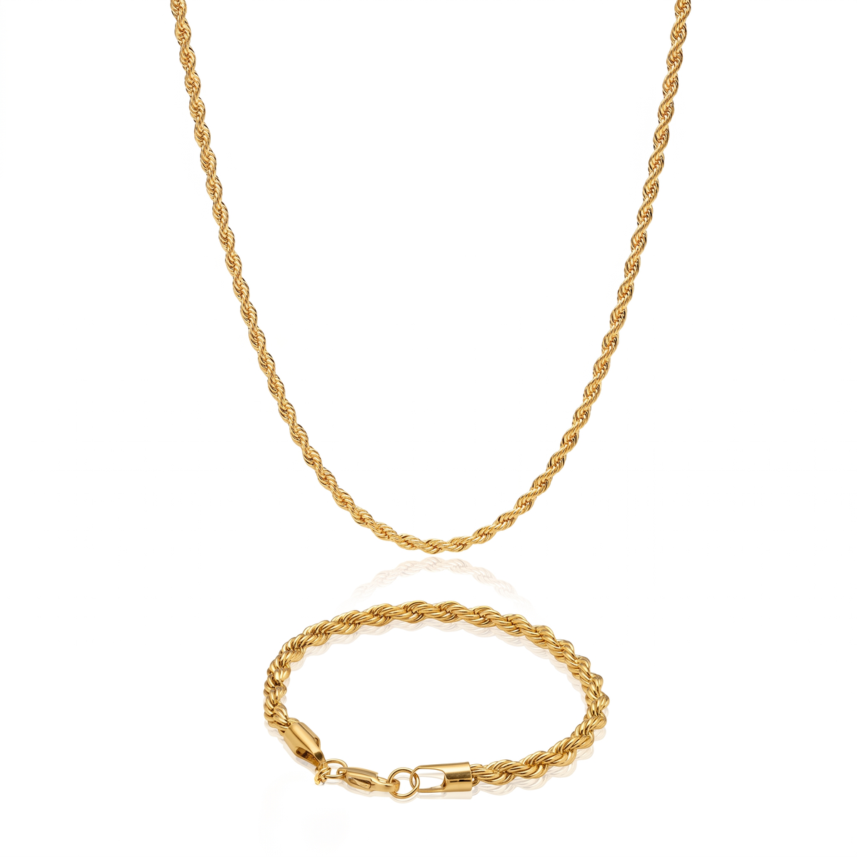 Pack Cadena lazo gold 3mm + Pulsera lazo gold 4mm