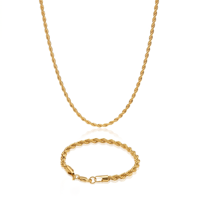 Pack Cadena lazo gold 3mm + Pulsera lazo gold 4mm