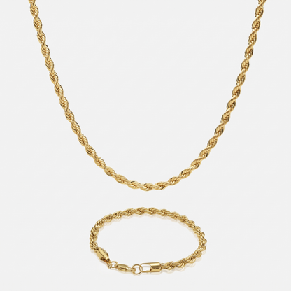 Pack Cadena lazo gold 5mm + Pulsera lazo gold 4mm