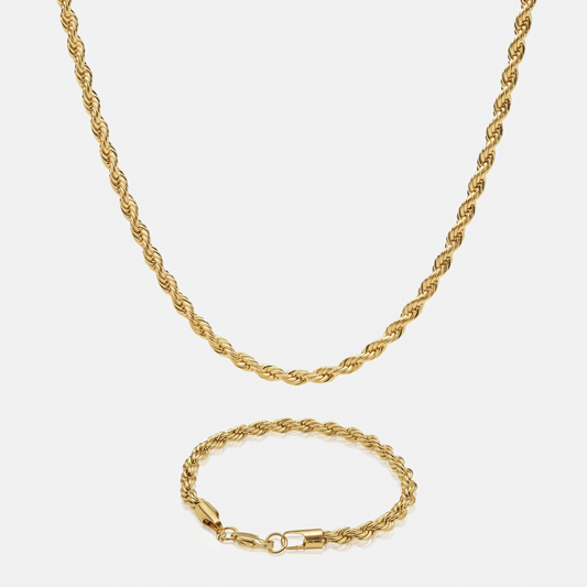 Pack Cadena lazo gold 5mm + Pulsera lazo gold 4mm