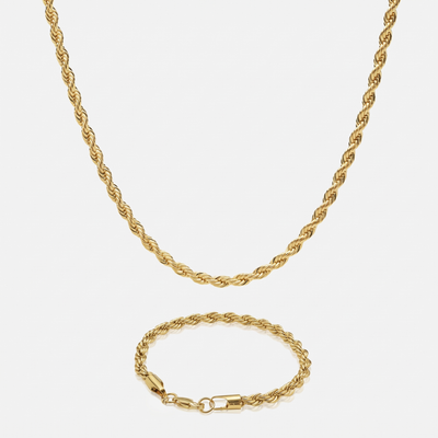 Pack Cadena lazo gold 5mm + Pulsera lazo gold 4mm