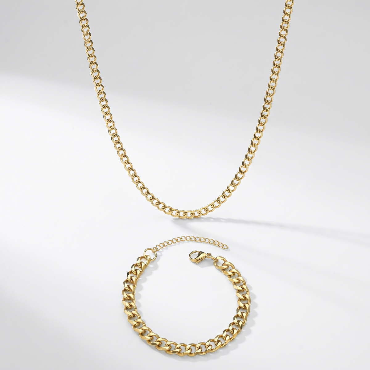 Pack Cadena Cubana gold 3mm + Pulsera cubana gold 5mm