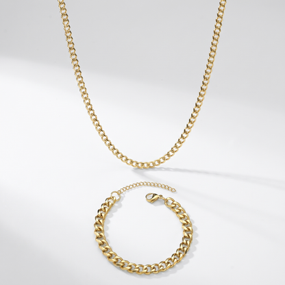 Pack Cadena Cubana gold 3mm + Pulsera cubana gold 5mm