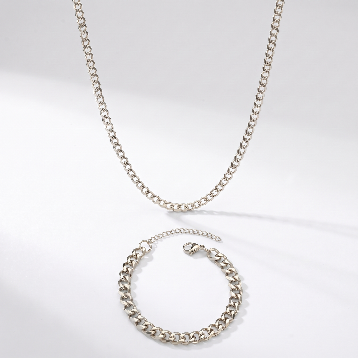 Pack Cadena Cubana silver 3mm + Pulsera cubana silver 5mm