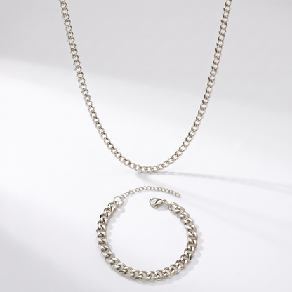 Pack Cadena Cubana silver 3mm + Pulsera cubana silver 5mm