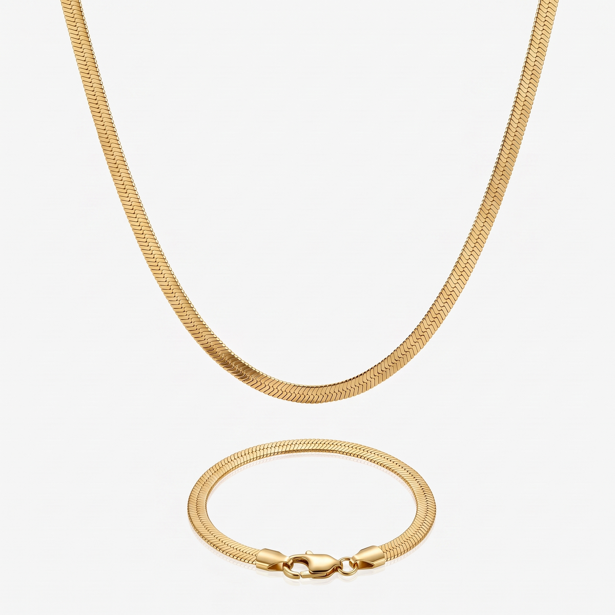 Pack Cadena snake gold 5mm + Pulsera csnake gold 5mm