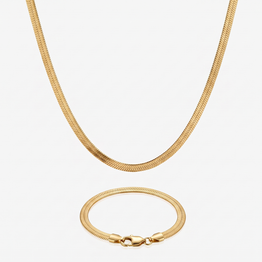 Pack Cadena snake gold 5mm + Pulsera csnake gold 5mm