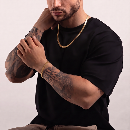 Pack Cadena snake gold 5mm + Pulsera csnake gold 5mm