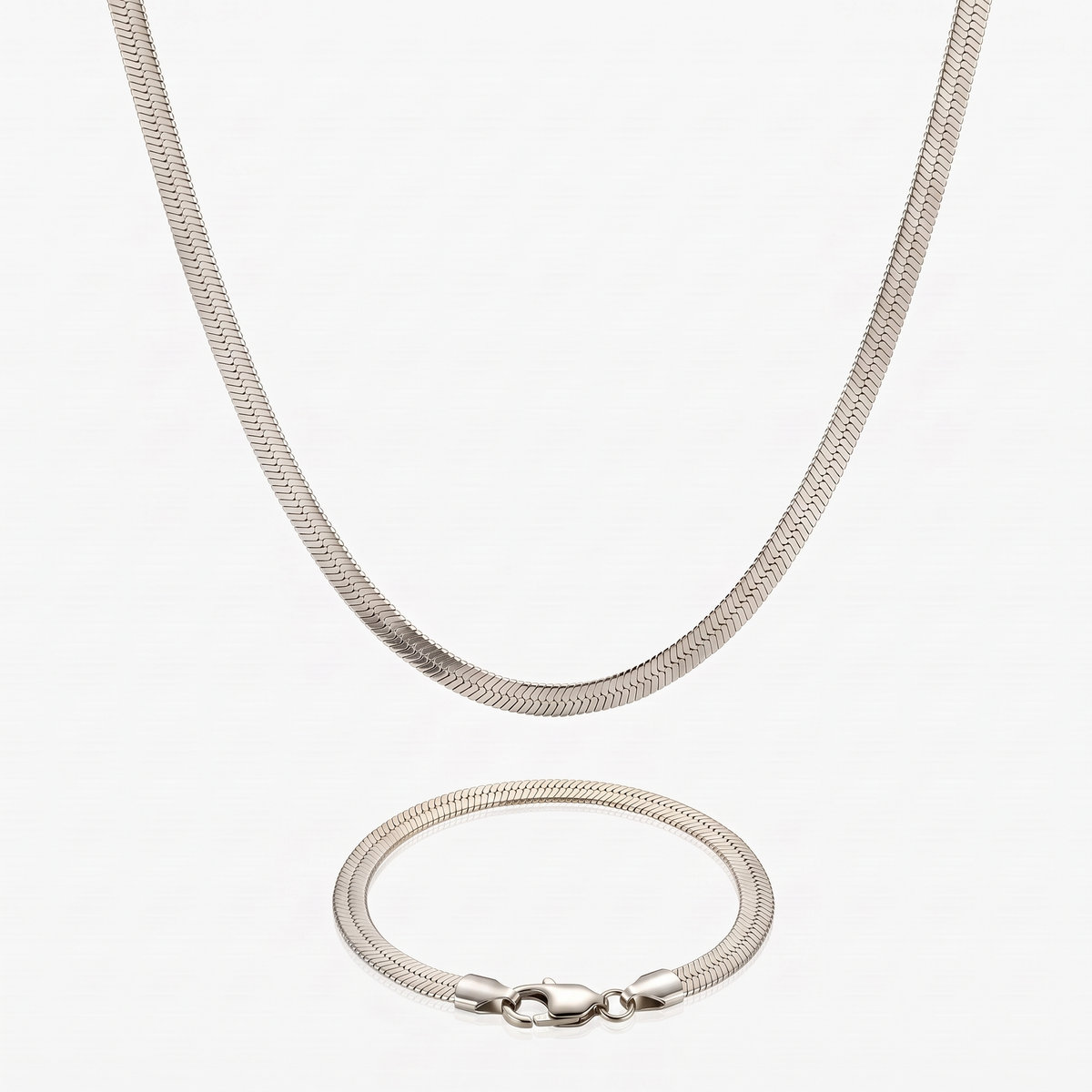 Pack Cadena snake silver 5mm + Pulsera snake silver 5mm