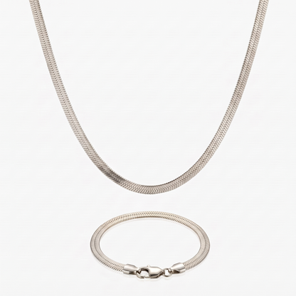 Pack Cadena snake silver 5mm + Pulsera snake silver 5mm