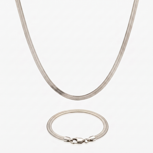 Pack Cadena snake silver 5mm + Pulsera snake silver 5mm